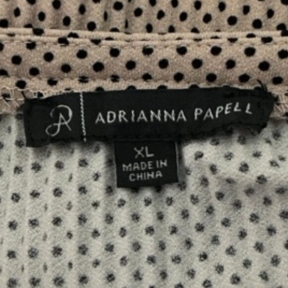 Adrianna Papell XL Mauve Neck Tie Flutter Sleeve Printed Blouse - Picture 5 of 8